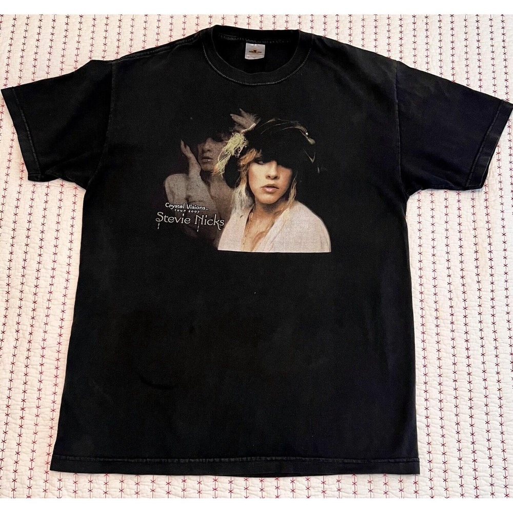 Stevie Nicks Crystal Vision 2007 Tour TShirt Double Sided Diamond Star Tag Sz L